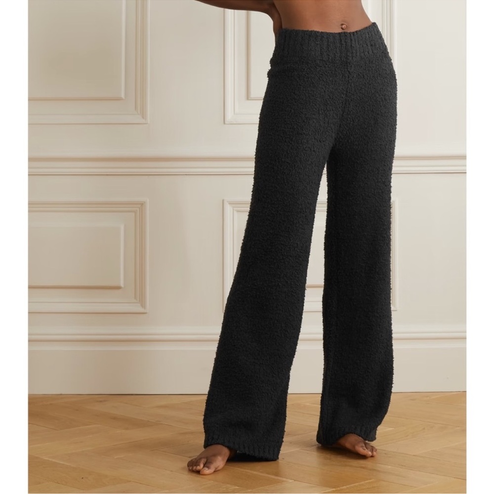 Skims Black Sherpa Plush Wide-Leg Lounge Pants